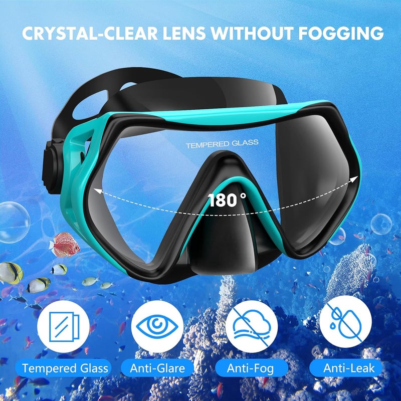 SOLAVA Snorkeling Gear for Adults, Snorkel Set Scuba Diving mask Dry-Top, Adult Swimming Goggles with Nose Cover, HD Tempered Glass Panoramic Anti-Leak Anti-Fog - Image 2